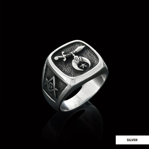 Shriners Masonic Ring, Handcrafted Sterling Silver Mason Ring