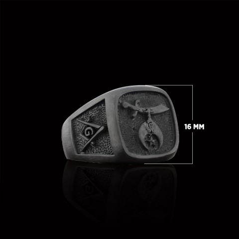 Shriners Masonic Ring, Handcrafted Sterling Silver Mason Ring