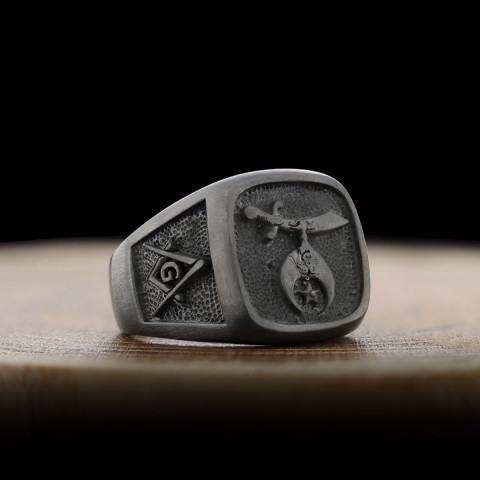Silver Mark Master Mason Ring Sterling Silver Men's Symbolic
