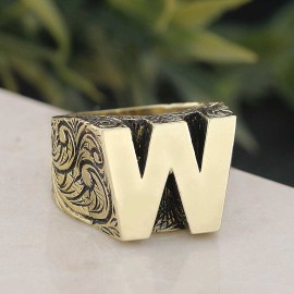 Silver Alphabet W Ring