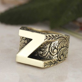 Silver Alphabet Z Ring