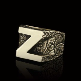 Silver Alphabet Z Ring
