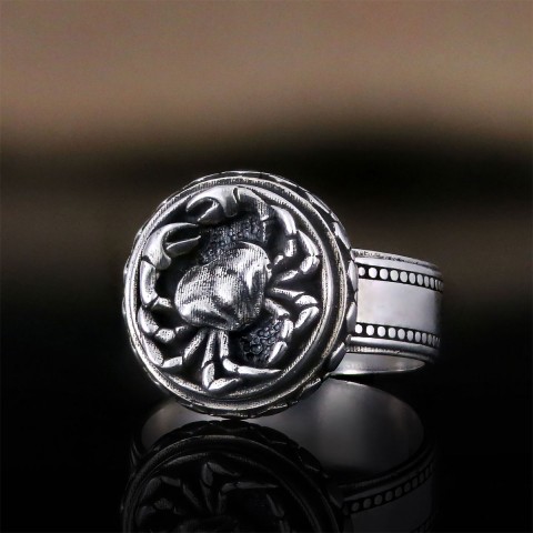 Silver Cancer Sign Ring