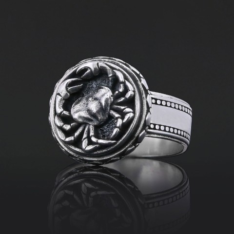 Silver Cancer Sign Ring
