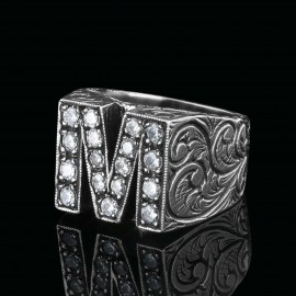 Special Design Sterling Silver Celtic Letter M Ring