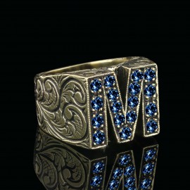 Special Design Sterling Silver Celtic Letter M Ring