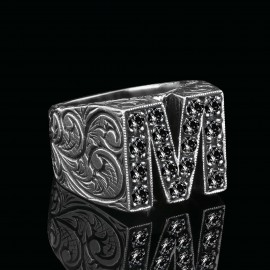 Special Design Sterling Silver Celtic Letter M Ring