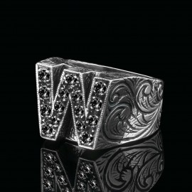 925 Sterling Silver Celtic Design Letter W Ring