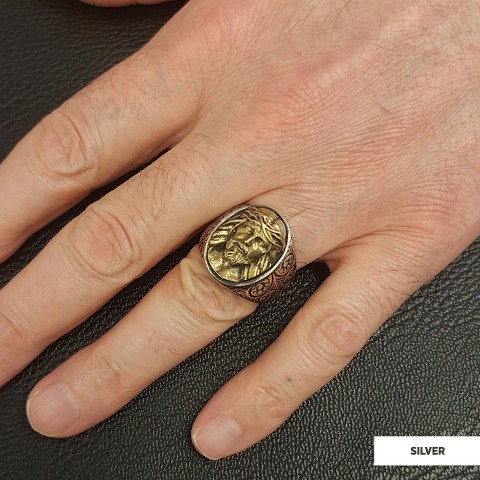 Silver Christian Jesus Ring