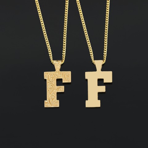 Silver Handmade Special Design Letter Monogram F Necklace