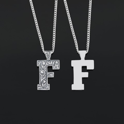 Silver Handmade Special Design Letter Monogram F Necklace