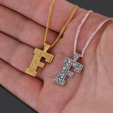 Silver Handmade Special Design Letter Monogram F Necklace