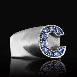 Silver Letter C Ring Bold Alphabet