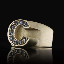 Silver Letter C Ring Bold Alphabet