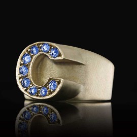 Silver Letter C Ring Bold Alphabet