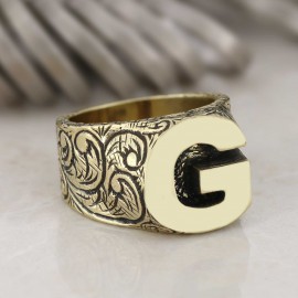 Unique Design Sterling Silver Letter  G Ring