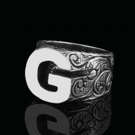 Unique Design Sterling Silver Letter  G Ring