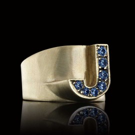 Silver Letter J Ring Bold Alphabet