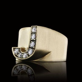 Silver Letter J Ring Bold Alphabet