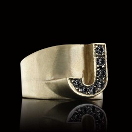 Silver Letter J Ring Bold Alphabet