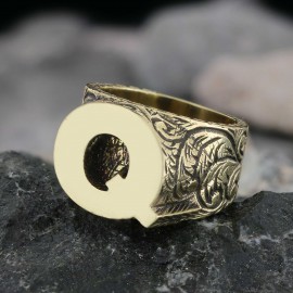 Special Design Celtic Silver Monogram Letter Q Ring