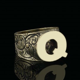 Special Design Celtic Silver Monogram Letter Q Ring