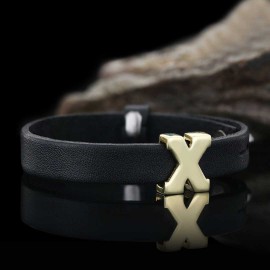 Silver Letter X Thick Alphabet Bracelet