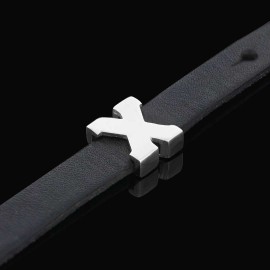 Silver Letter X Thick Alphabet Bracelet