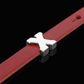 Silver Letter X Thick Alphabet Bracelet