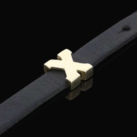 Silver Letter X Thick Alphabet Bracelet