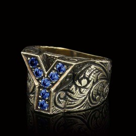 Silver Letter Y Alphabet Ring