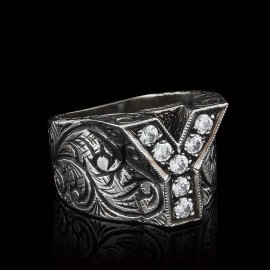 Silver Letter Y Alphabet Ring