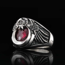 Single Headed Eagle Winged Crescent and Star Ottoman Ring