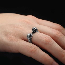 Skull Women 925 Silver Wedding Ring