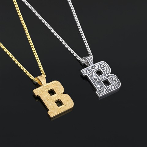 Special Design 925 Sterling Silver Letter Monogram B Pendant