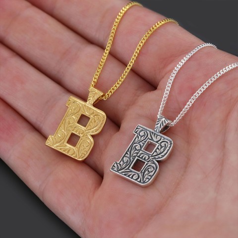 Special Design 925 Sterling Silver Letter Monogram B Pendant