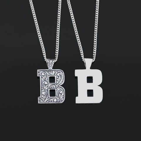 Special Design 925 Sterling Silver Letter Monogram B Pendant