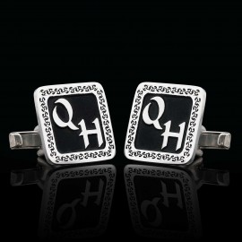 Special Design 925 Sterling Silver O-H Monogram Letter Cufflinks