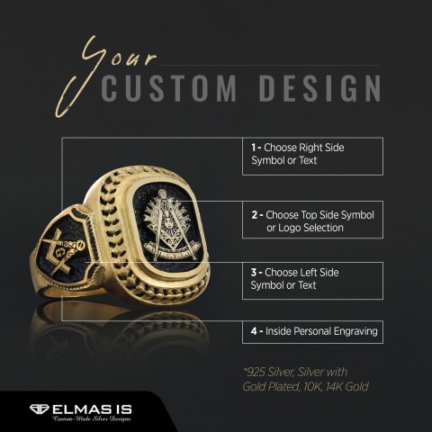 Special Design 925 Sterling Silver Past Master Masonic Ring