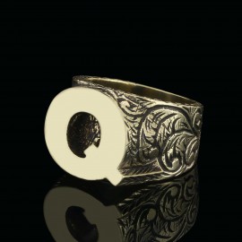 Special Design Celtic Silver Monogram Letter Q Ring