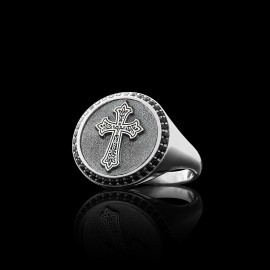 Special Design Handmade Round Christian Cross Women Ring