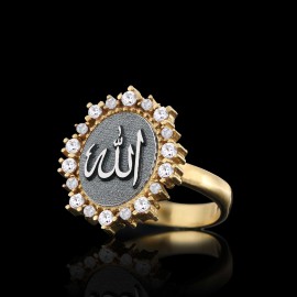 Special Design Handmade Stone Oval 925 Sterling Silver Islamic Allah Women Ring