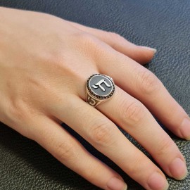 Special Design Handmade Stone Oval Jewish Chai Symbol Women Ring
