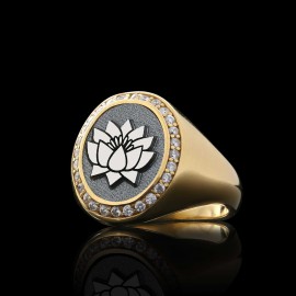 Special Design Oval Stone Sterling Silver Lotus Women Ring