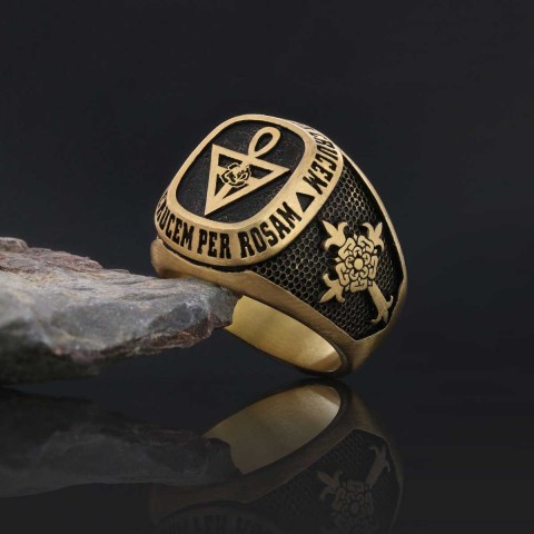 Special Design Rose Crucis Silver Ring, Amorc Jewelry, Spiritual Emblem of the AMORC Ring