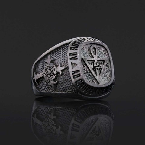Special Design Rose Crucis Silver Ring, Amorc Jewelry, Spiritual Emblem of the AMORC Ring