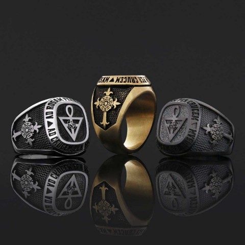 Special Design Rose Crucis Silver Ring, Amorc Jewelry, Spiritual Emblem of the AMORC Ring