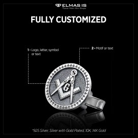 Special Design Round Masonic Sterling Silver Lodge Cufflink