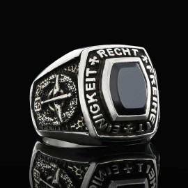 Special Design Silver Stony Einigkeit Recht Freiheit Germany Ring