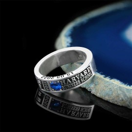 Special Design Steerling Silver Harvard Business School Class Band Ring